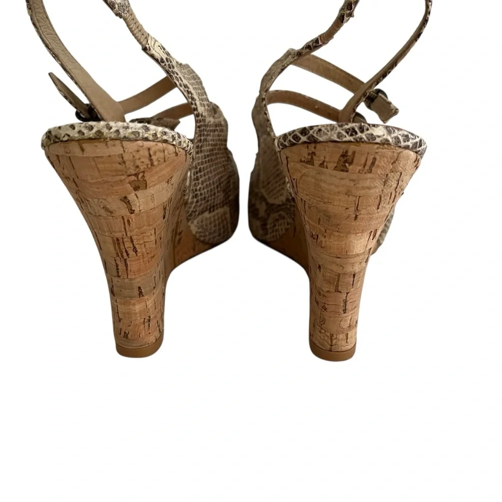 Diego di Lucca Collection "Collezioni" Brown Leather Snakeskin Wedge Sandals 6.5 - Picture 8 of 9